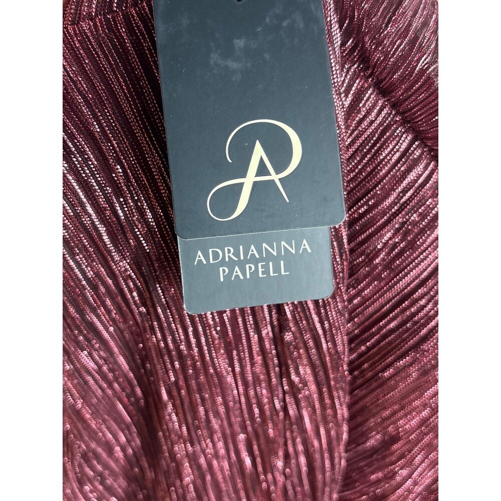 B27 Adrianna Papell Metallic Blouson Long Maxi Gown Womens 10 Burgundy Hoco - Picture 10 of 11